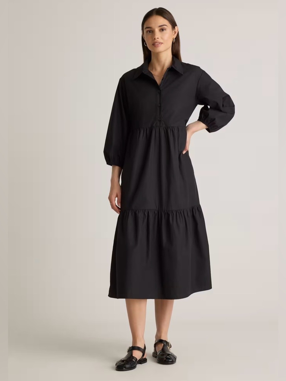 Quince 100% Organic Cotton Poplin Midi Tunic Dress Size Small